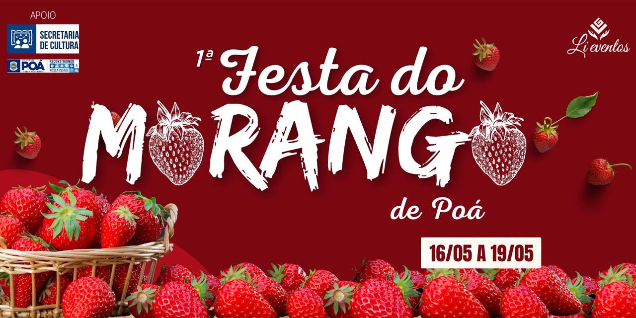 Festa do Morango em Poá ocorre de 16 a 19 de maio