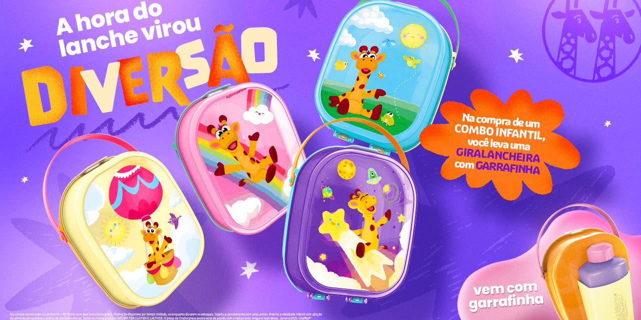 Giraffas surpreende com lancheiras colecionáveis e garrafinha