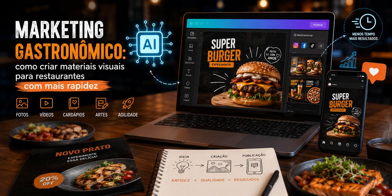 Marketing gastronômico: crie materiais visuais para restaurantes mais rápido