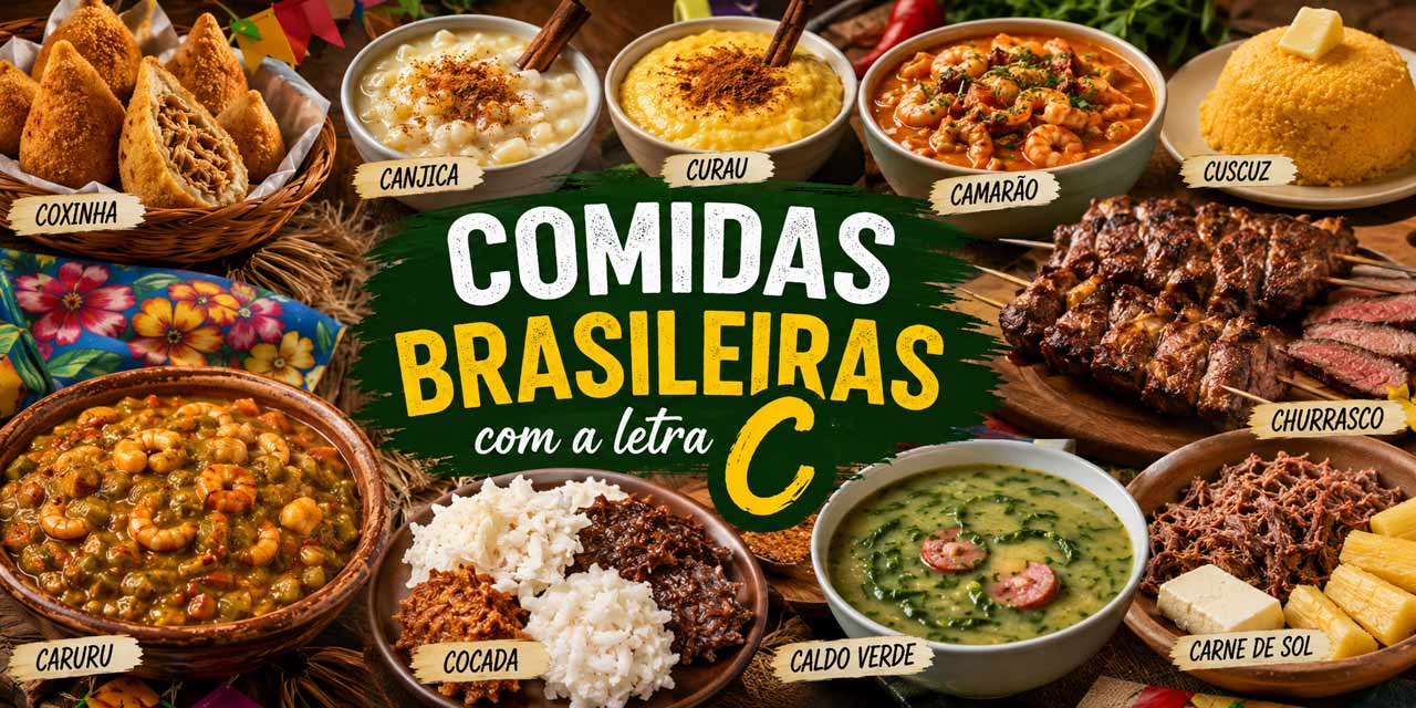 Comidas brasileiras com a letra C: coxinha, canjica, camarão e muito mais